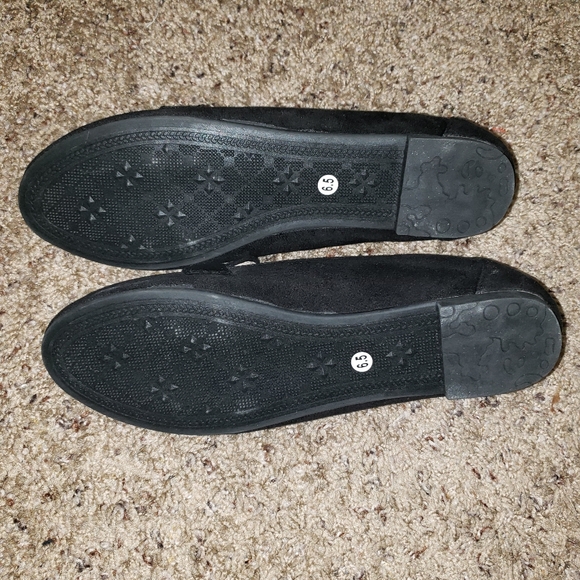 Black Buckle Strap Velvety Flats, 6.5 - Picture 2 of 2